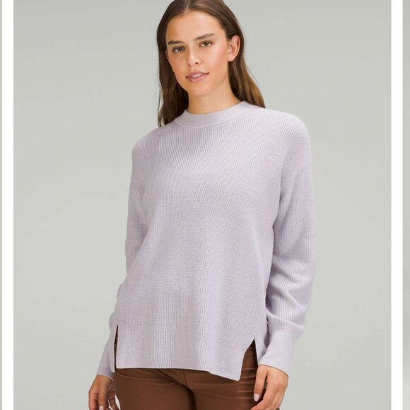 Lululemon Merino Wool-Blend Ribbed Crewneck Sweater in Faint Lavender size 8 - Picture 1 of 11